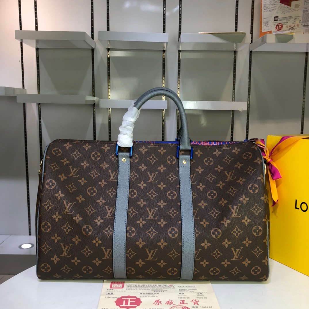 旅行包/大包 经典的Keepall 45手袋采用Damier Graphite帆布制成